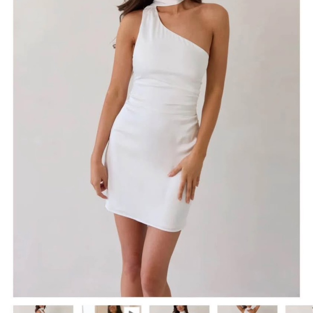 Park & Fifth White One-Shoulder Mini Dress
